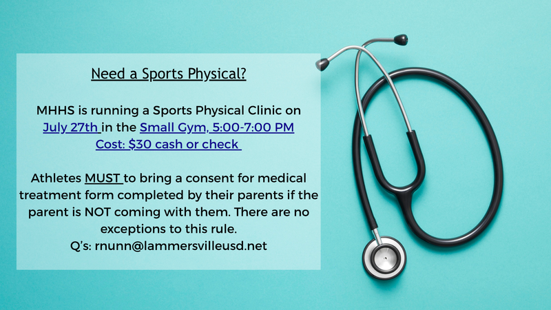 Get Cleard. GET Ready. GO MUSTANGS! Sports Physical is a MUST! Featured Photo