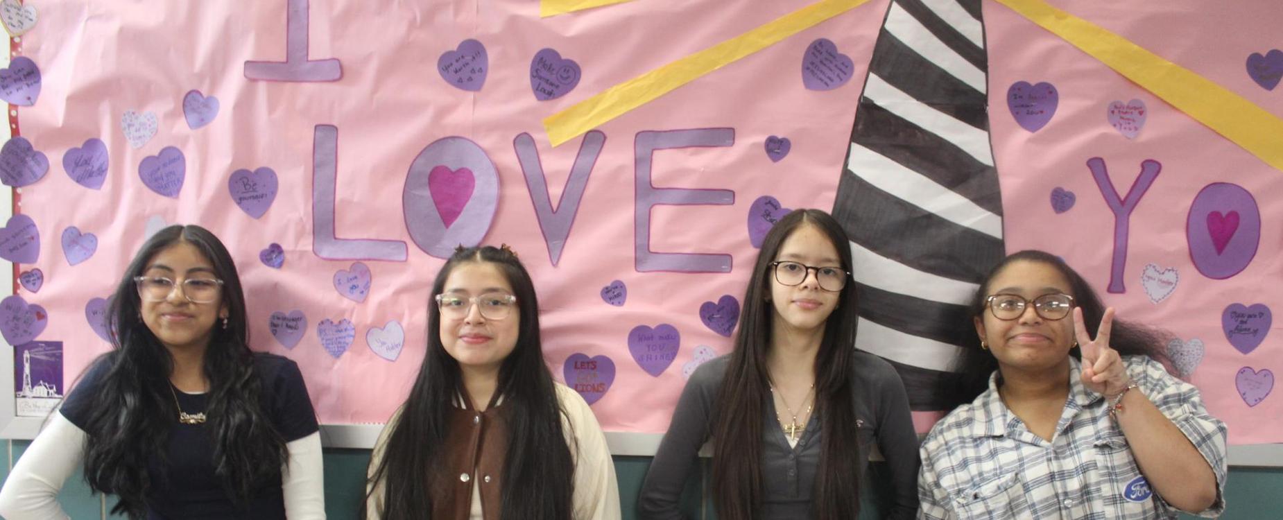 4 Students standing in front of the PS I love you