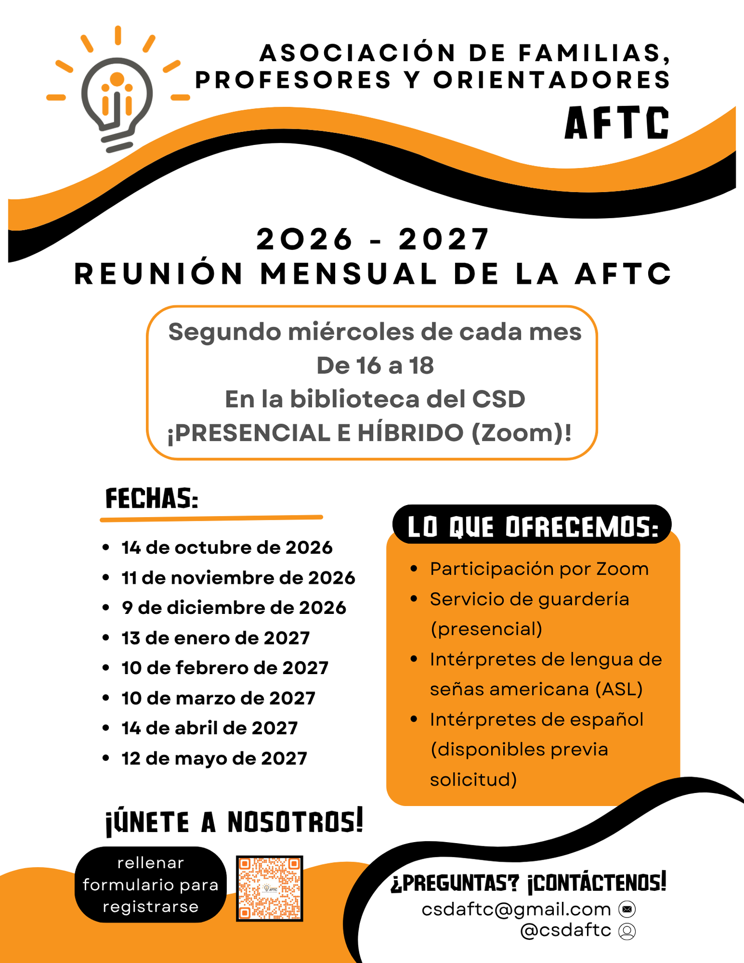 AFTC Meeting Calendar: Spanish