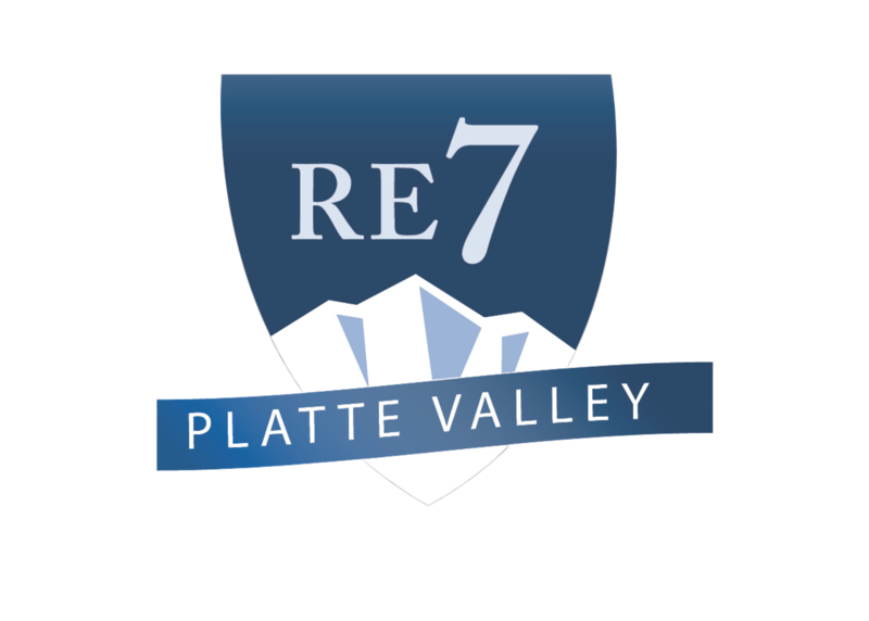 Blue and white Platte Valley RE7 shield logo