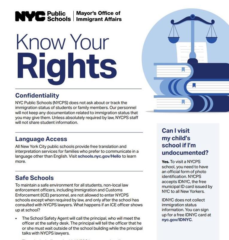 NYC Public Schools resource sheet about student rights and support services.