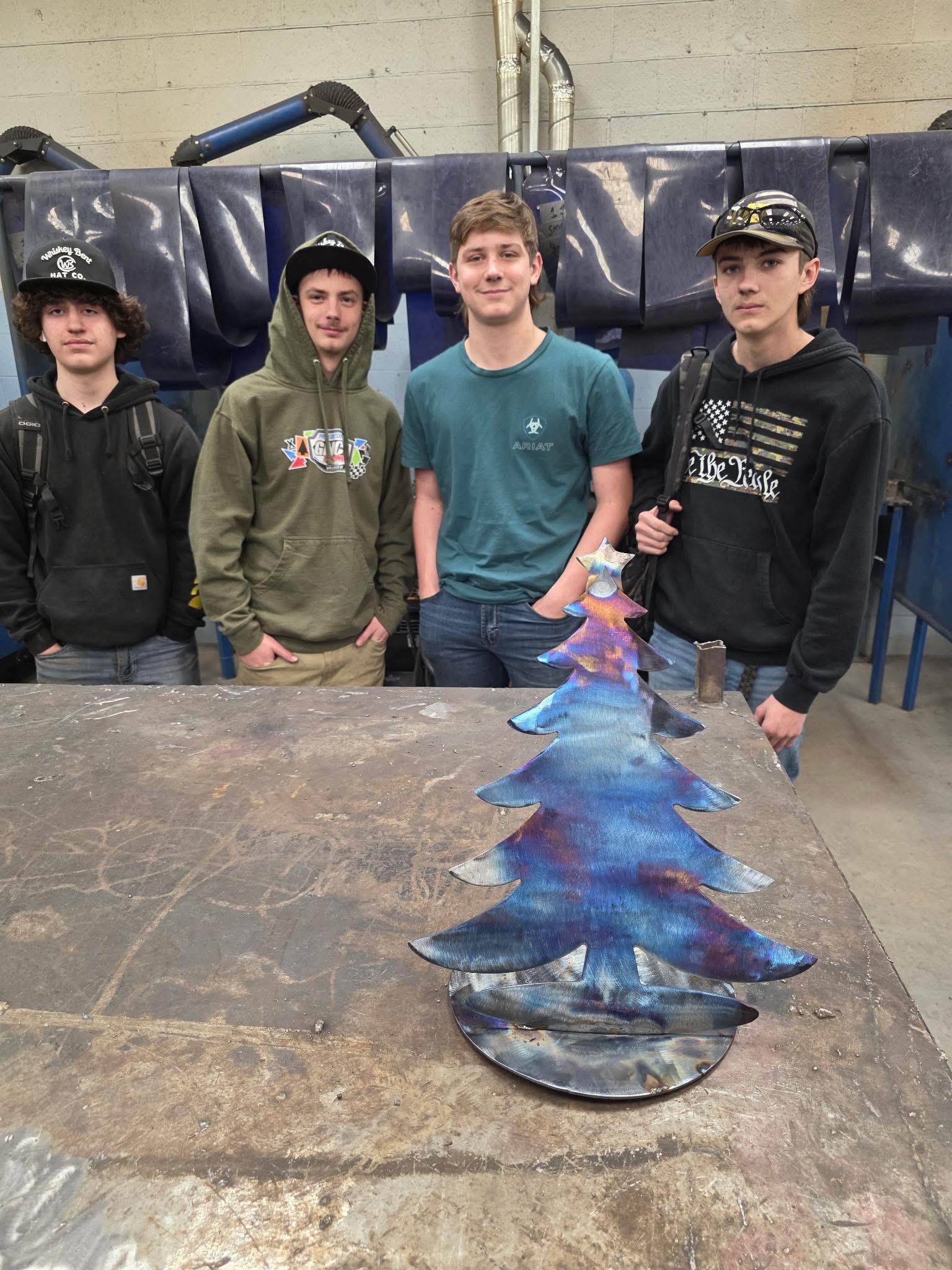Welding 1 students made a Christmas tree for the Open House on December 10th.