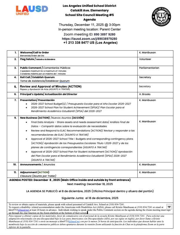 SSC Agenda