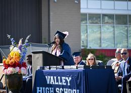 Student speaking at graduation