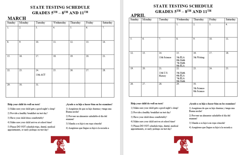 ***STATE TESTING SCHEDULE *** Featured Photo
