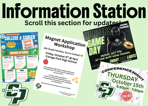 Information Station includes graphics of upcoming events
