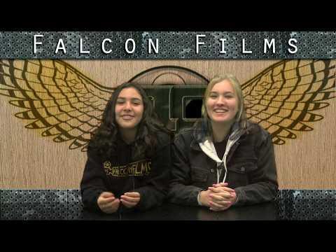 This is a screenshot of 2 Falcon Films anchors reading the morning announcements.