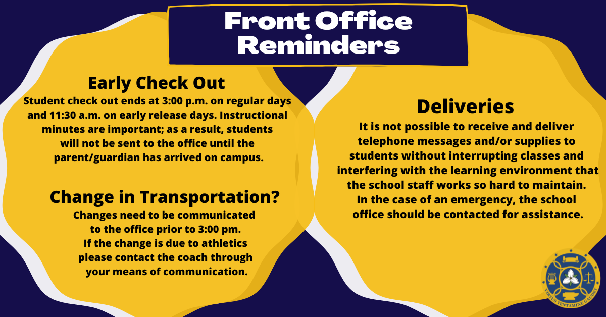 Front Office Reminders