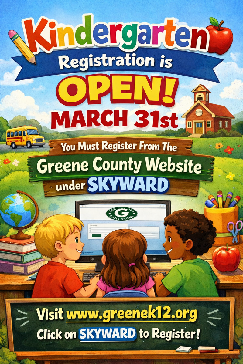 Kindergarten Registration starts March 31st using Skyward