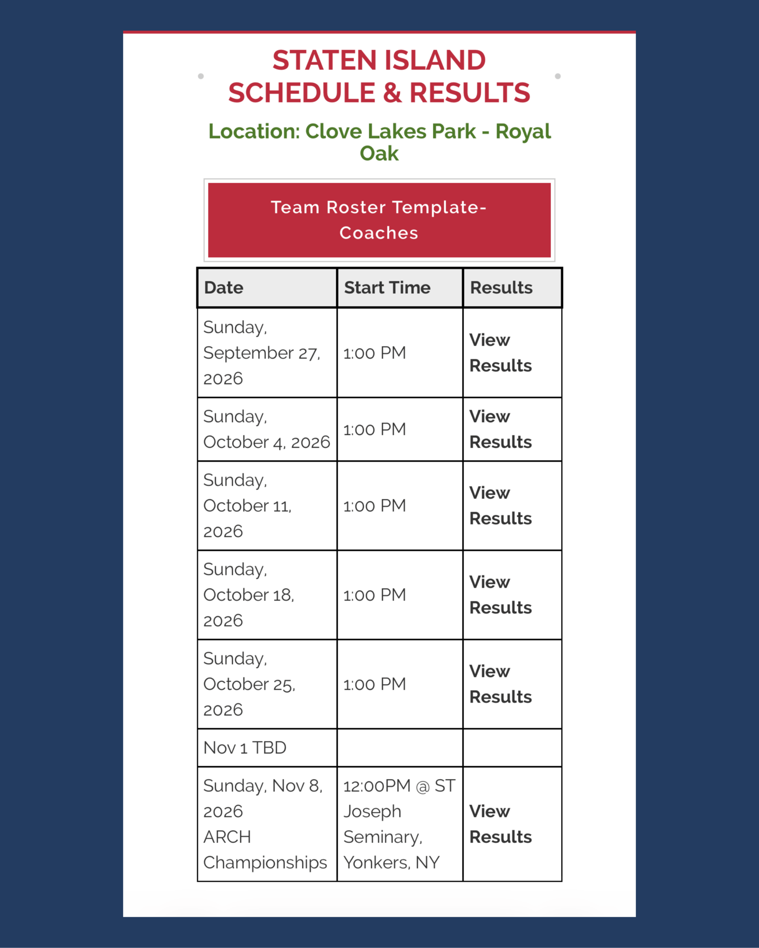 Info on Meets