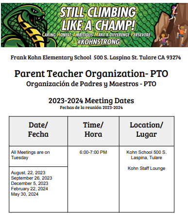 PTO Meeting Dates