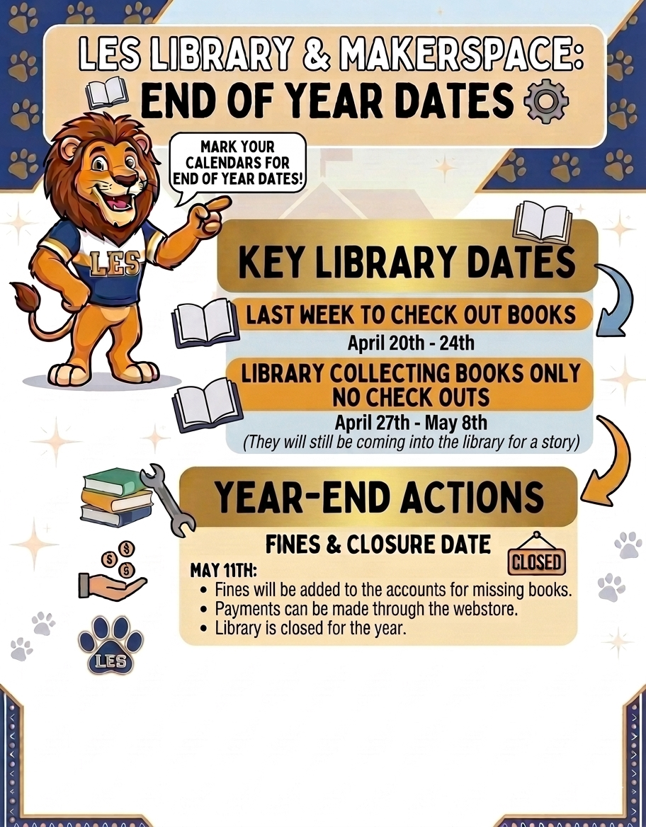 End of Year Library dates flyer