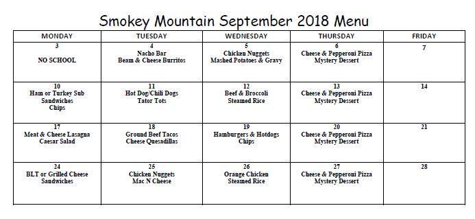 September Smokey Mountain Menu Featured Photo