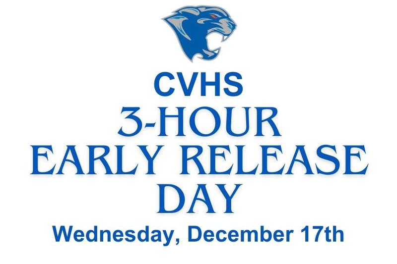 cvhs early release day notification with high school cougar logo