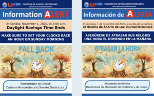 Daylight Saving Time Ends/Horario de Ahorro de Energía Termina
