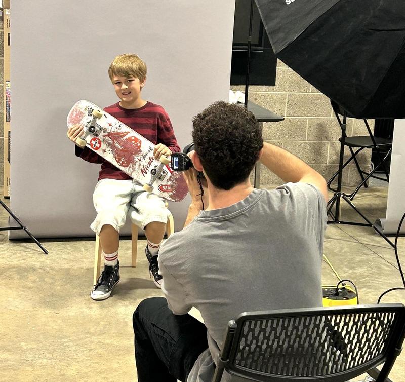 Student with skateboard