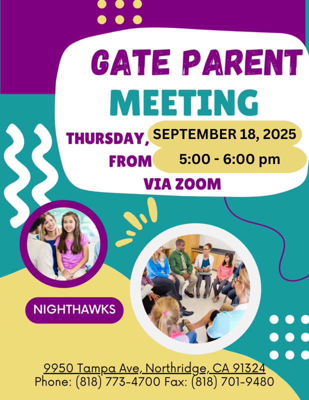 GATE Parent Meeting 9/18/25 5:00 pm via Zoom. Featured Photo