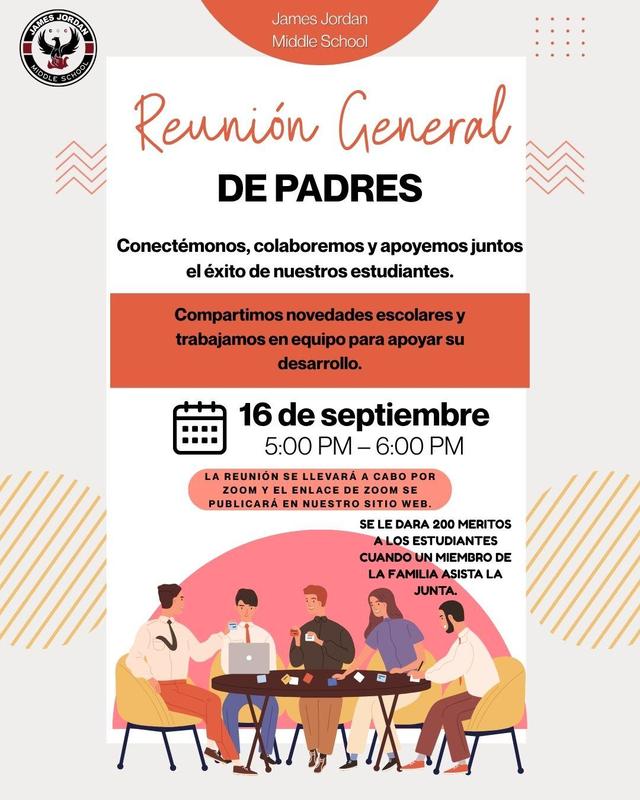 Flyer for parent meeting in Spanish