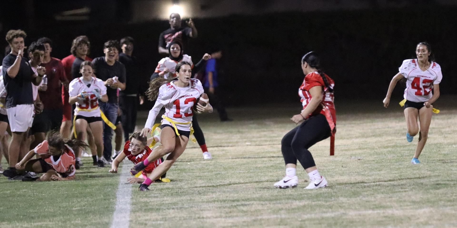 girls playing flag football