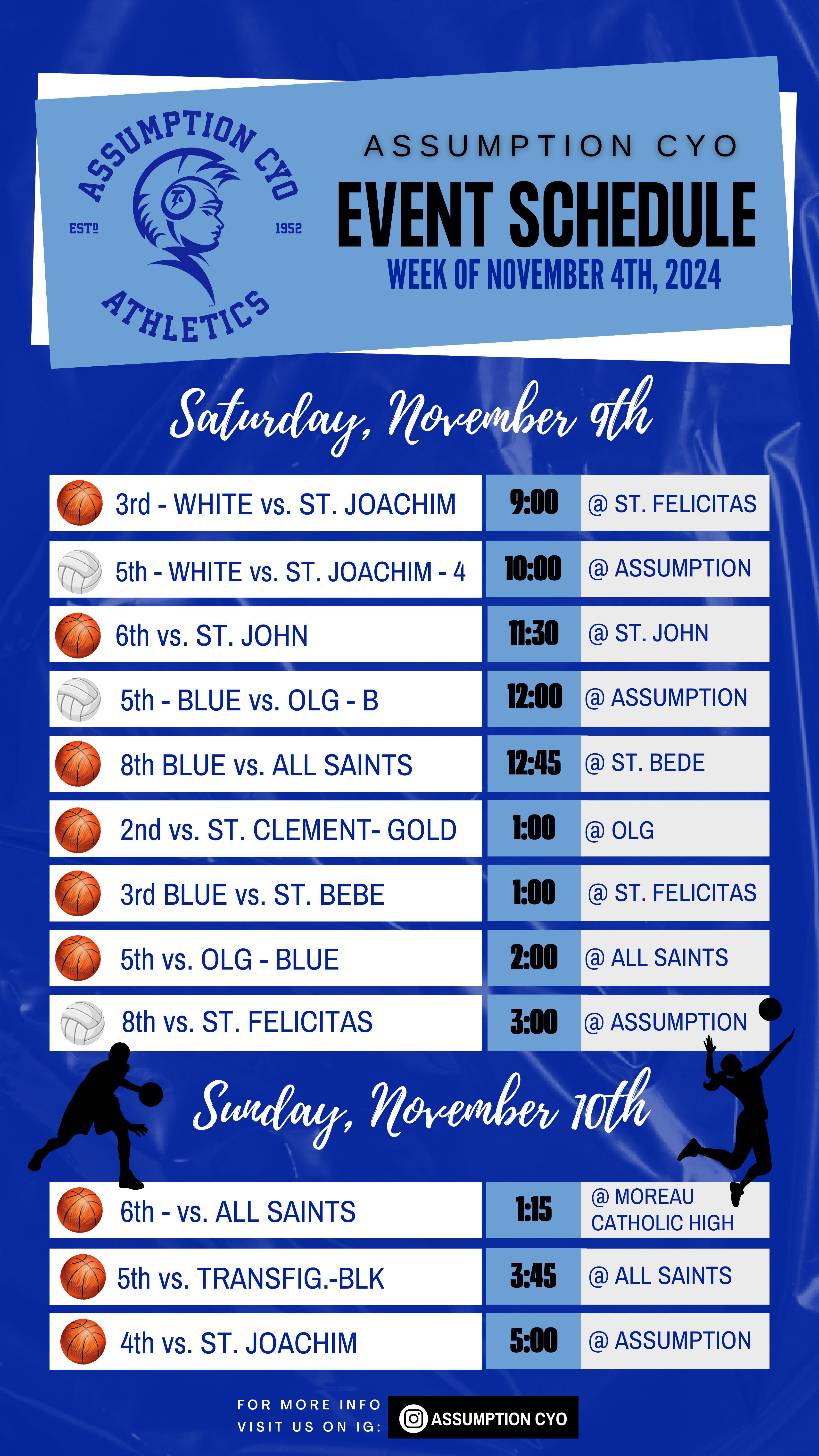 CYO Weekly Schedule