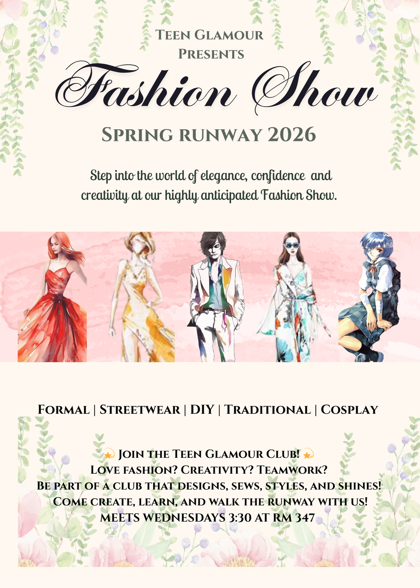 Teen Glamour Fashion Show Flyer.