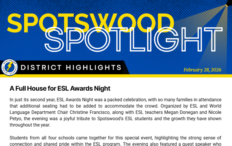 Spotswood Spotlight February 28, 2026 Featured Photo