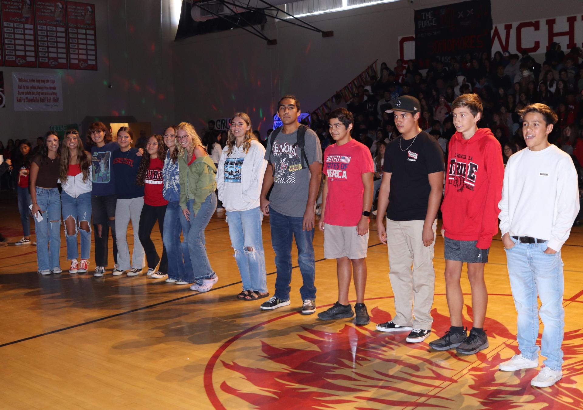 Students and staff enjoying the fall sports rally