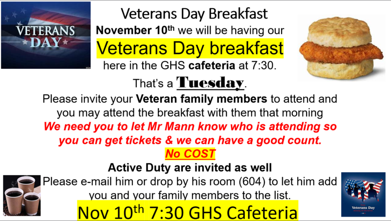 Veterans Day Breakfast Information