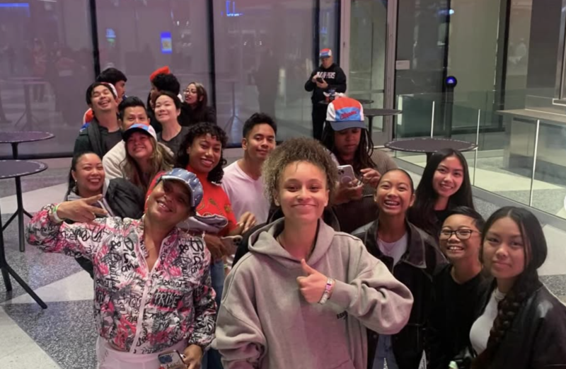 About 15 students from the DRHS Basketball in line at Clipper stadium