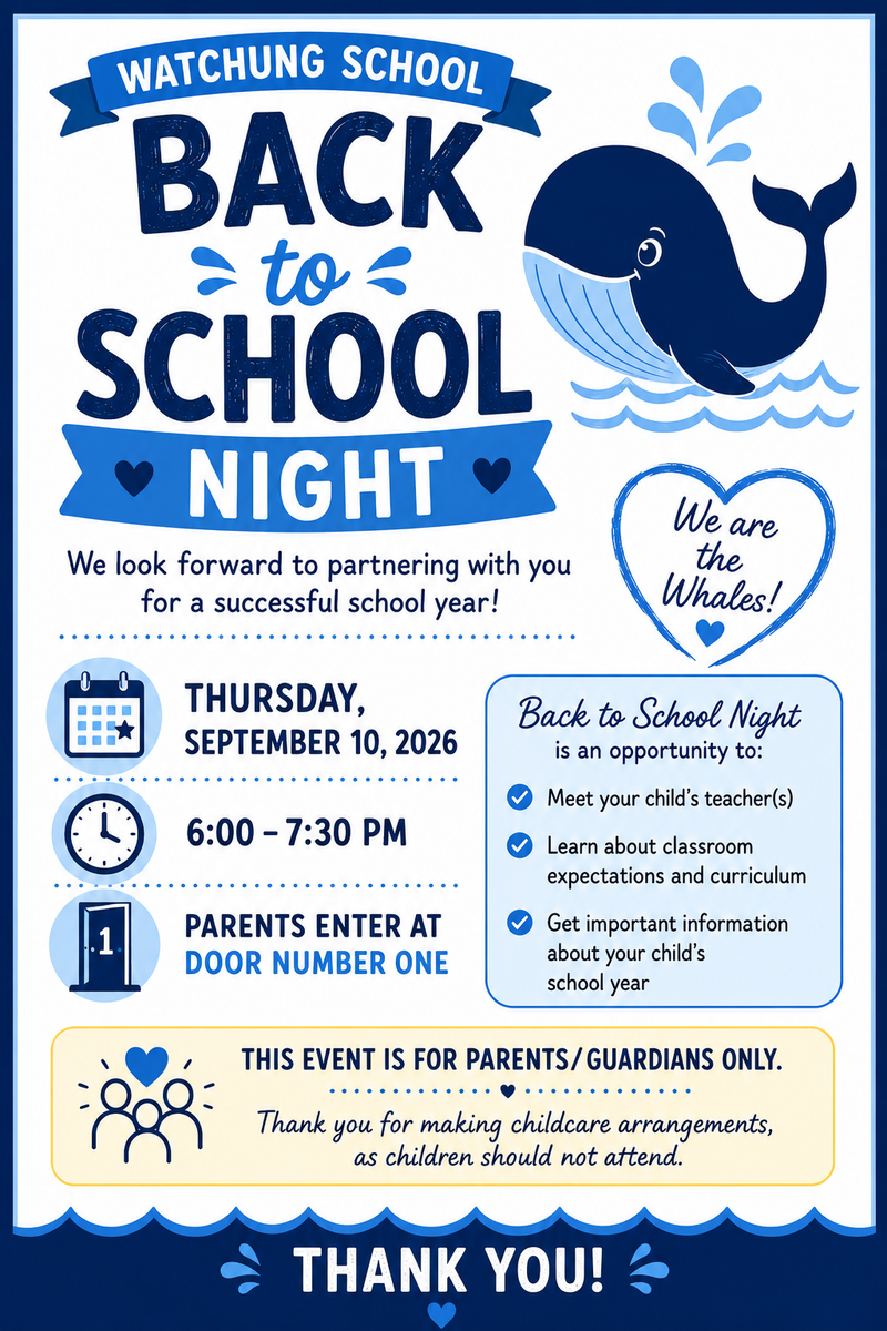 Back to School Night Sept 10 @ 6pm