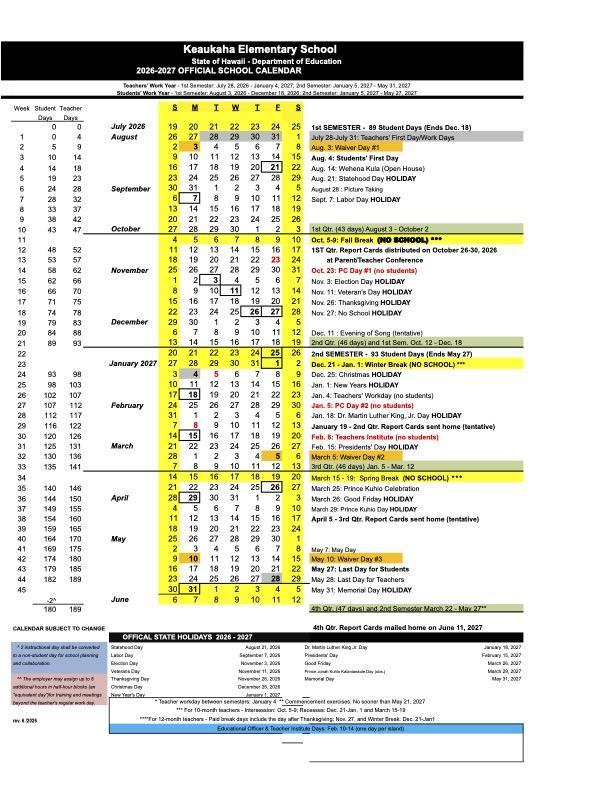 26-27 Calendar