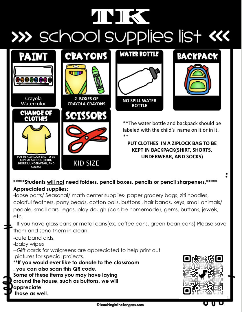 Classroom Supply List/ Wishlist Ashley Taylor Olive Drive