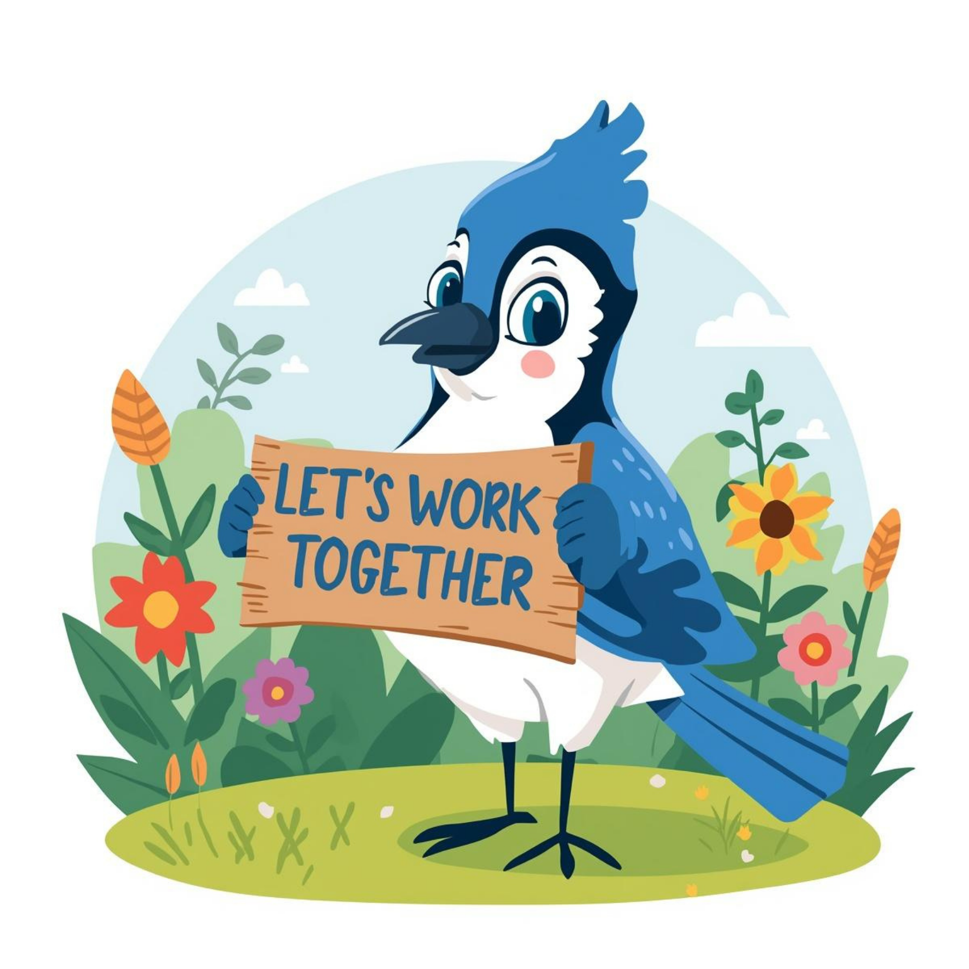 Let's Work Together on sign