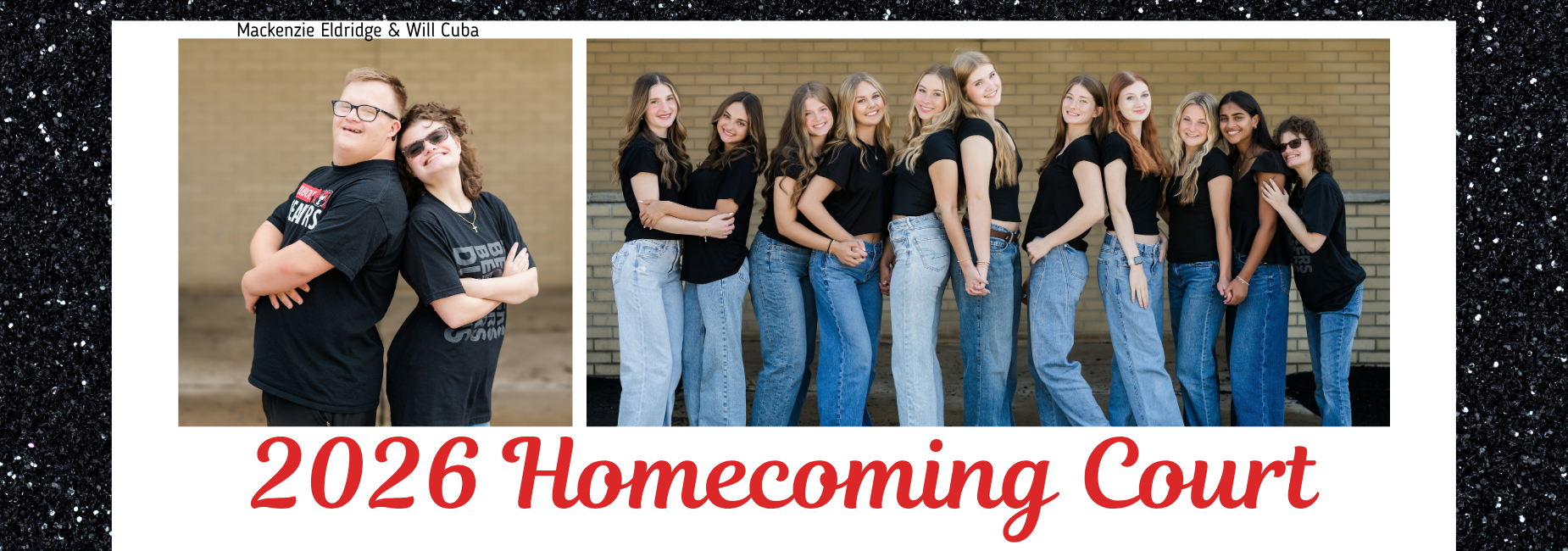 Group of students posing for the 2026 Homecoming Court with playful expressions.