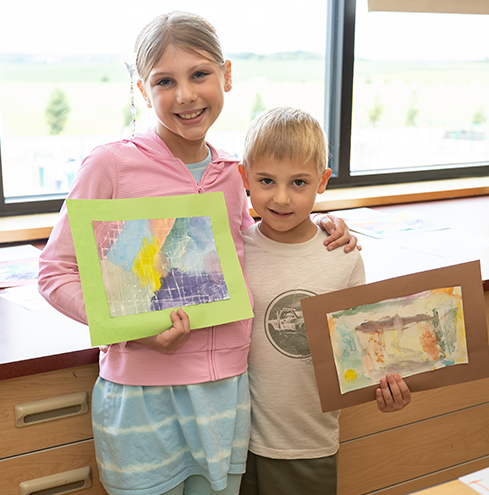 Youth art class students