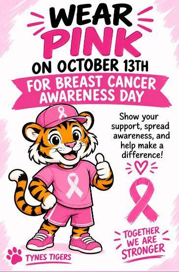 Wear pink on October 13th for Breast Cancer Awareness