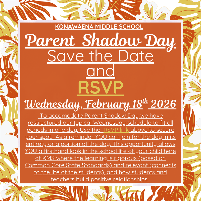 Parent Shadow Day RSVP Flier with links to google form for 2.16.26
