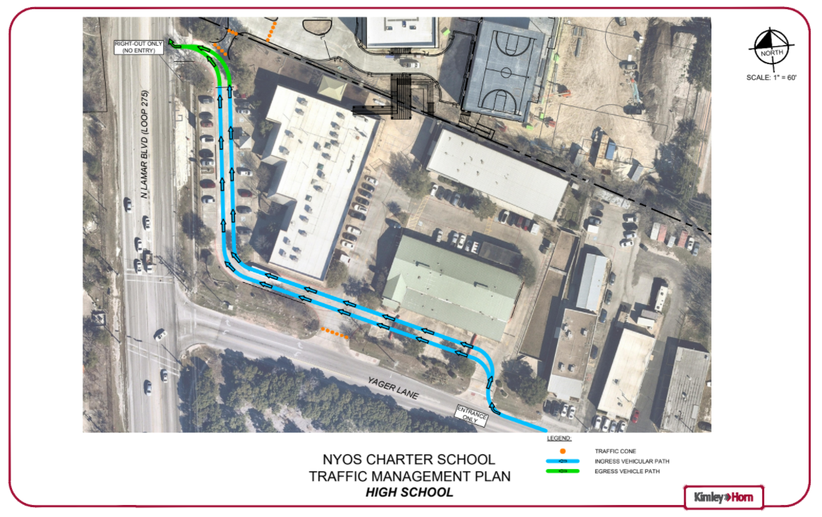 High school drop off and pickup map