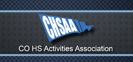 Logo of CO HS Activities Association with a blue banner