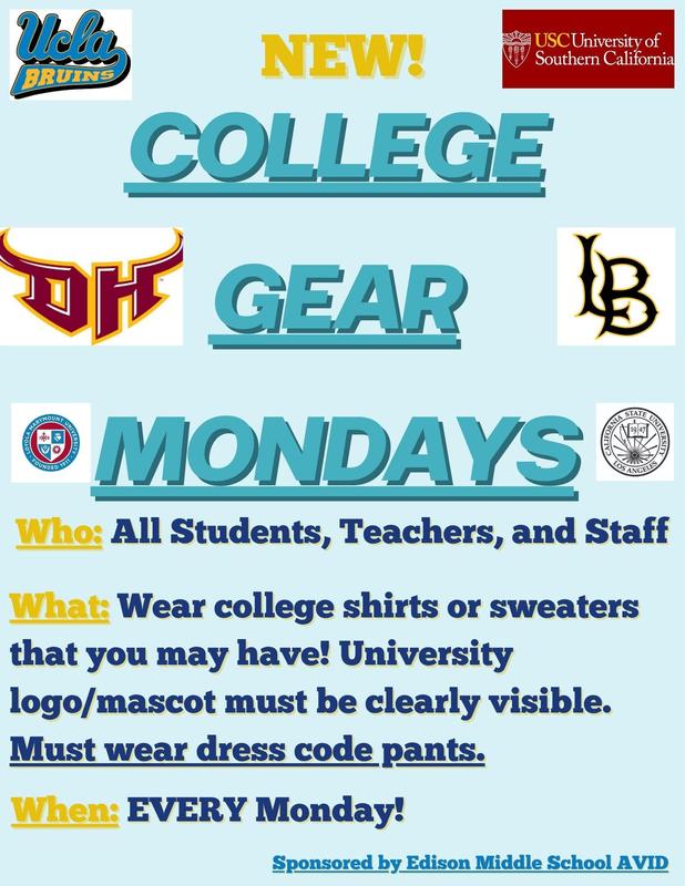 AVID Flyer for Public Posting: College Gear Monday Featured Photo
