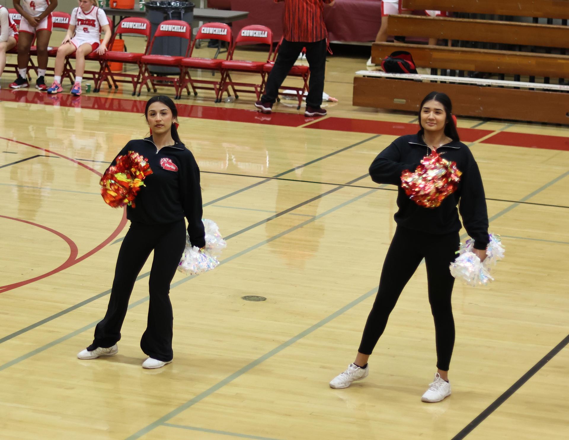 varsity cheerleaders in action