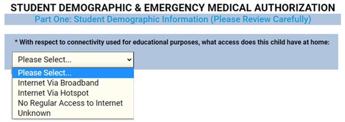 student demographic menu