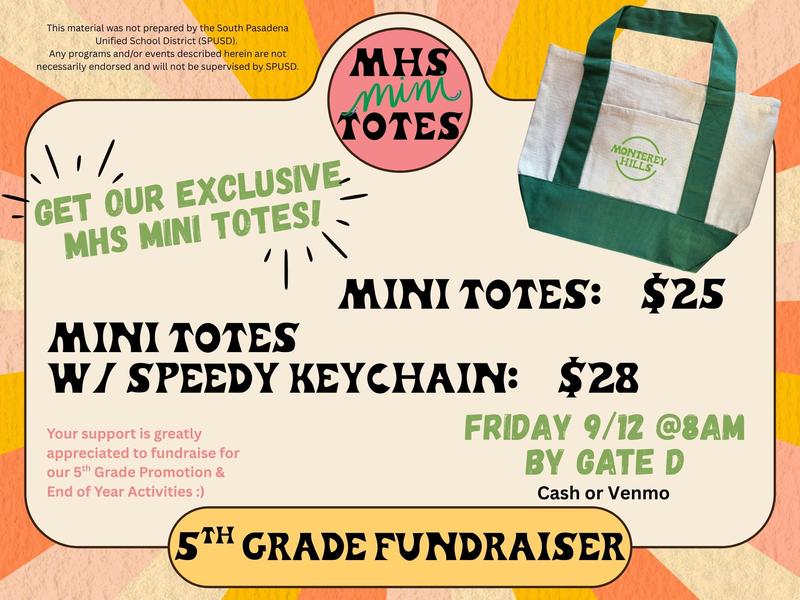 5th Grade Fundraiser - MHS Mini Totes & Key Chain