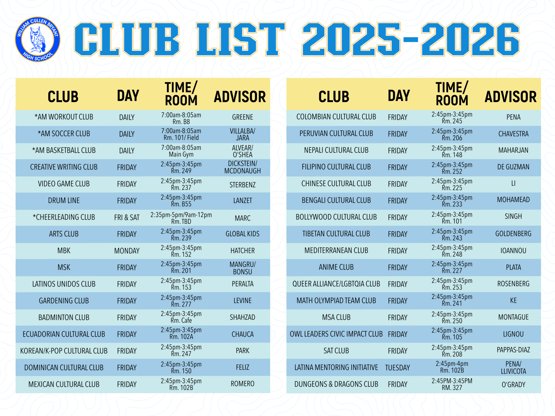 Club List 25-26