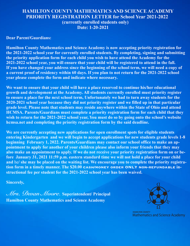 Priority Enrollment Letter HCMSA Featured Photo