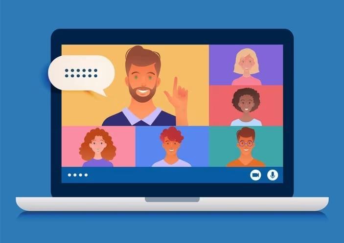 graphic image of people in virtual meeting