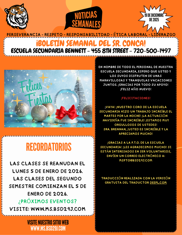 Weekly Parent Newsletter Spanish