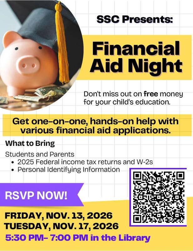 Financial Aid Nights November 13 & 17, 2026 5:30 pm-7:00 pm