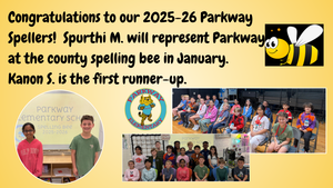 yellow background with pictures of students and a clipart bee