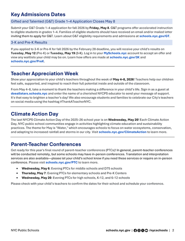 What’s Happening in NYC Public Schools page 2 - May 2026